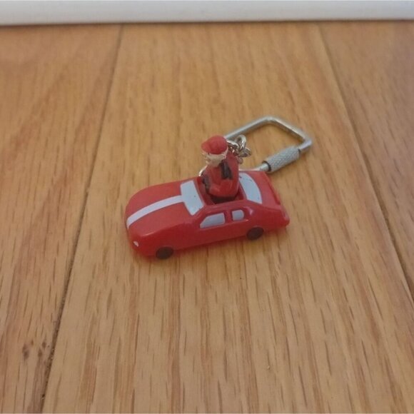 Vintage Japan RaceCar Driver Red Sports Car‎  Keychain W/ Carabiner - Picture 6 of 8
